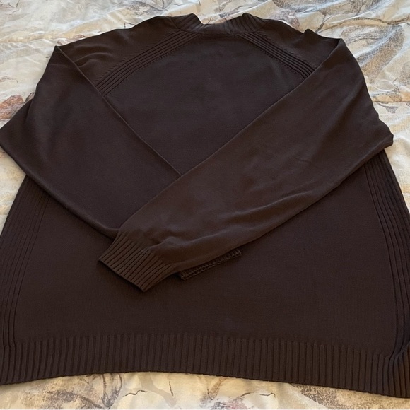 Cullen men’s brown 80% silk 1/4 zip mixed knit preppy cottage sweater, size L - Picture 6 of 15